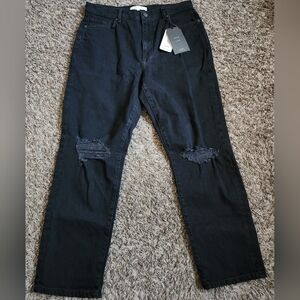 NWT Current Elliott Black Onyx The Boyfriend Ripped Jeans Women’s 30